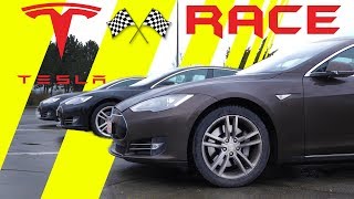 Tesla S Drag Race  85 vs P85 vs P85D [upl. by Dent]