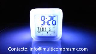 RELOJ CUBO LED CAMBIA 7 COLORES [upl. by Aifoz]