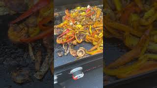 Grilling Peppers Onions and Mushrooms on the Blackstone [upl. by Delfine953]