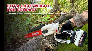 ORBLON 6 INCH MINI CHAINSAW REVIEW This is a great tool electric rechargeable dewalt chainsaw [upl. by Skelly815]