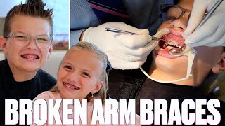 GETTING BRACES PUT ON FOR THE FIRST TIME WITH A BROKEN ARM  THIS IS A FAMILY FIRST [upl. by Otila]