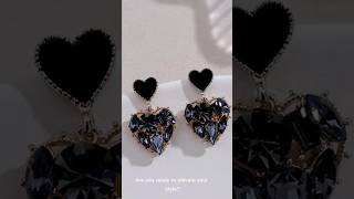 HeartShaped Black Gemstone Earrings shortvideo earringsdesign earringslover [upl. by Ydiarf188]