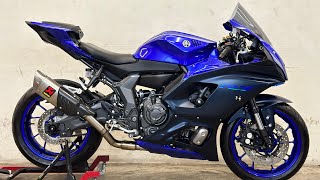 Yamaha YzfR7 2021 Exhaust sound Akrapovic cloning slip on [upl. by Katheryn]