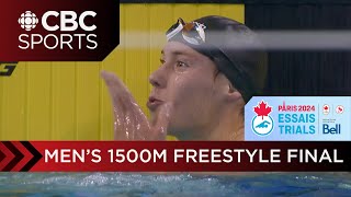 Long tough mens 1500m race at the 2024 Olympic and Paralympic Swimming Trials in Toronto [upl. by Hube]