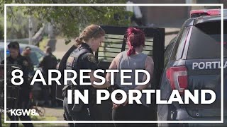 8 arrested in downtown Portland homeless camp raid [upl. by Gertrude]