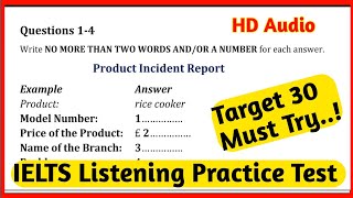 Product Incident Report IELTS Listening  IELTS Listening Practice Test  IELTSwithKamal [upl. by Lavine]