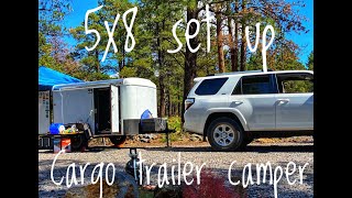 🇺🇸5x8 Cargo Trailer Set Up  So quick and easy cargotrailerconversion camping [upl. by Annahaj]