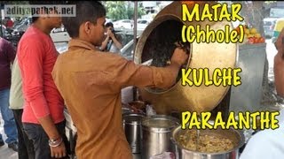 Chhole Kulche  MATAR KULCHE and PARAANTHE at Saket Popular Indian Street Food [upl. by Nohsram]