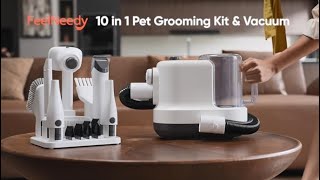 FeelNeedy 10 in 1 Pet Grooming Kit amp Vacuum [upl. by Naveb]