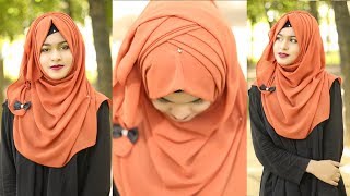 Criss Cross Hijab Style With ChiffonJorjet Hijab For Summer  MUNA [upl. by Aisenet]