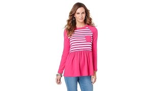 DG2 by Diane Gilman Colorblock Striped Peplum Tee [upl. by Suciram]