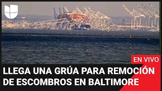 🔴 Puente colapsado en Baltimore llega una grúa para remoción de escombros [upl. by Icats]