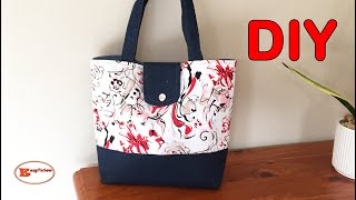 DIY How to make tote bag with divider pattern  Adding divider to tote bag  DIY Divided tote bag [upl. by Nehttam]