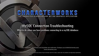 mySQL Connection Troubleshooting  CharacterWorks  Broadcast Graphics [upl. by Erot492]