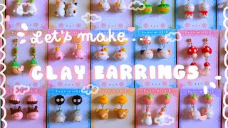 Making Polymer Clay Earrings ✿ Cute Clay Charms Preparing for a Shop Update  Studio Vlog [upl. by Kissee]