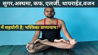 सुगरअस्थमाकफएलर्जीथायराईडवजन है करे भस्त्रिका प्राणायाम  Bhashtrika PranayamVijay Yogasan [upl. by Giardap]