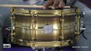 Dunnett Classic 14x65 Model 2N Bettis Triple Brass Snare Drum  Smooth 65142NBTSSM [upl. by Nauqit368]