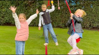 GRAS iS LAVA MET 9 METER SLACKLiNE iN DE TUiN 😱  Bellinga Vlog 3175 [upl. by Hermosa]