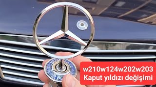 ⭐️2 dakikada w210 w124 w202 w203 kaput yıldızı değişimi⭐️ Mercedes hood emblem replacement 👍👍 [upl. by Ellehcir366]