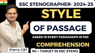 STYLE OF PASSAGE SSC STENO 202425 ENGLISH  COMPREHENSION CLASS STYLE  SSC STENOGRAPHER STENO [upl. by Lathrope]