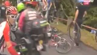 Tour de France Stage 9 Crash  Alexandre Vinokourov David Zabriski Jurgen Van den Broek [upl. by Rhoads]