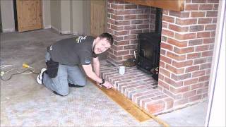 How to install your Laminate Wood floor against brick or stone fireplace or wall undercut [upl. by Narhem]