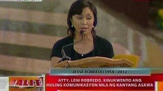 BT Eulogy ng asawa ni Sec Robredo na si Atty Leni Robredo [upl. by Sualokcin]