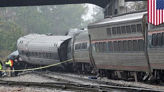 Amtrak crash Amtrak collides with parked freight train due to wrongly positioned switch  TomoNews [upl. by Marilla]