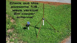 Copper 2m 14 Wave Ground Plane Antenna by KM4HLF  A Review [upl. by Persse]