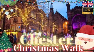 Chester Christmas Market 2023 Visual Walking Tour  city walk Christmas Vibe 4K  UK 15 Mins ASMR [upl. by Anovad471]