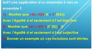 Exercice corrigé  Image directe image réciproques application injective et surjective [upl. by Greenebaum675]