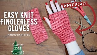 KNIT FLAT Quick amp Easy Fingerless Gloves  Free Tutorial and Free Pattern  Knitting House Square [upl. by Naamann250]