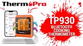 ThermoPro TP930 Wireless Bluetooth Cooking Thermometer Setup Video [upl. by Nylessoj]