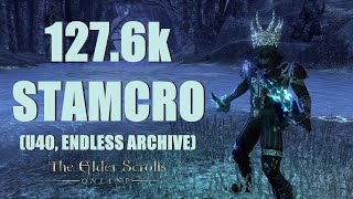 ESO  Stamina Necromancer 1276k PvE DPS Build  Endless Archive U40 [upl. by Tyika393]