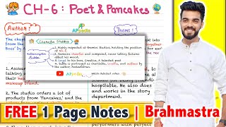 Poets and Pancakes  CH  6  FREE 1 Page Notes  PYQ Sample Paper Questions 2024🇮🇳 [upl. by Mecke]