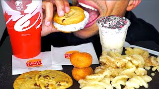 BURGER KING VS TACO BELL SWEETS DESSERTS TREATS MUKBANG EATING SOUNDS NO TALKING JERRY CANDY ASMR [upl. by Ahsyas]