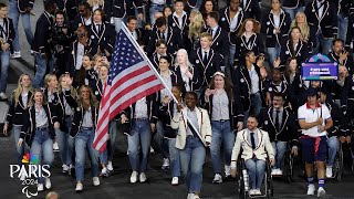 Team USA heads down the ChampsElysees at the Paris Paralympic Opening Ceremony  NBC Sports [upl. by Accemahs]