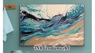 24x36” PEARLS without even trying Ocean inspired pour abstractart acrylicpouring fluidart [upl. by Koeninger]