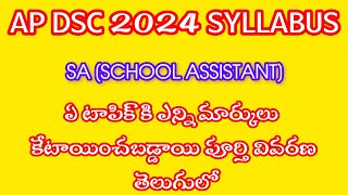 Ap DSC School Assistant Syllabus 2024 Ap DSC 2024 Syllabus  DSC Updated syllabus [upl. by Blaine]