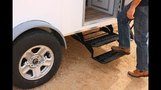 How to Build a DIY Travel Trailer  Folding Steps Security jack mod and more Part 8 [upl. by Orgalim418]