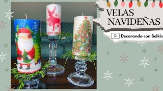 DIY COMO HACER VELASVELONES DE NAVIDAD CON SERVILLETAS DE PAPELIDEAS PARA NAVIDADVELAS CASERAS [upl. by Nilson]