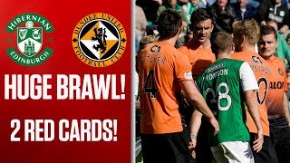 Double red card sparks mass brawl Hibernian 11 Dundee United 17082013 [upl. by Bennet]