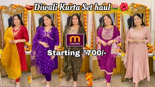 Diwali festive special kurta sets haul from meesho  Festive ethnic suits haul meesho meeshohaul [upl. by Mcarthur826]