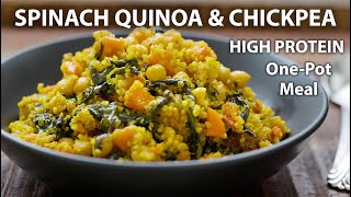 One Pot Spinach CHICKPEA AND QUINOA Recipe  Easy Vegetarian and Vegan Meals  Quinoa recipes [upl. by Brandyn]