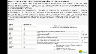 Toxicología ambiental y contaminación del agua por metales pesados Elemento químico Cadmio Cd [upl. by Farman158]