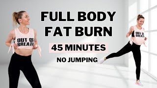 🔥45 MIN SWEATY HIIT🔥FULL BODY FAT BURN🔥All Standing🔥No Jumping🔥No Repeat🔥homeworkout [upl. by Plume]