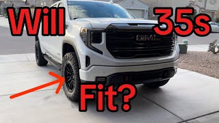 Can you fit 35s on a stock GMC Sierra 1500 AT4 [upl. by Wein439]