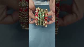 Clipstone heavy design handmade thread bangles with matching saree pin threadbanglesfashion [upl. by Ahsla]