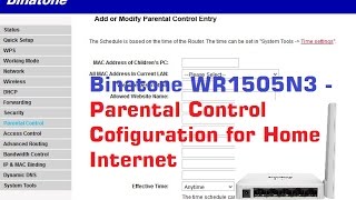 Binatone WR1505N3 Parental Control Configuration for home [upl. by Flavio]