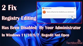 Fix Registry editing has been disabled by your administrator in Windows 11 10 8 7 Regedit not Open [upl. by Ocer764]